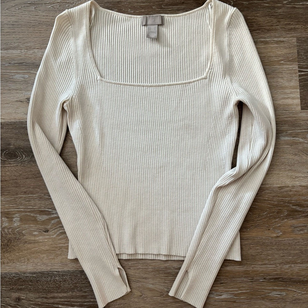 H&M Beige Ribbed Top